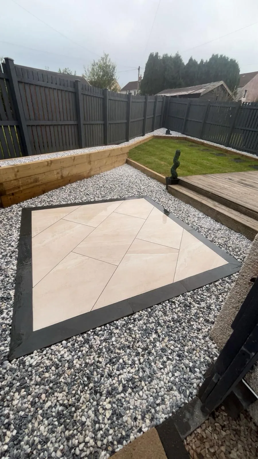 Porcelain tiles & chips in Ayr back garden